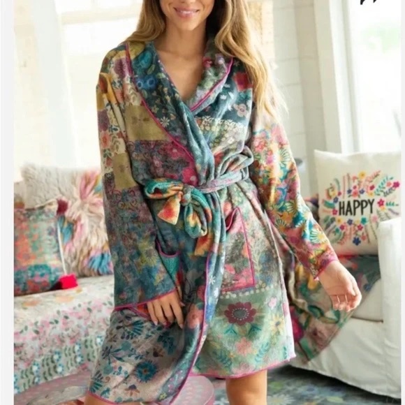 NATURAL LIFE PATCHWORK LOVE BLANKET ROBE | BOHEMIAN GYPSY | COTTAGECORE | L - Picture 2 of 14